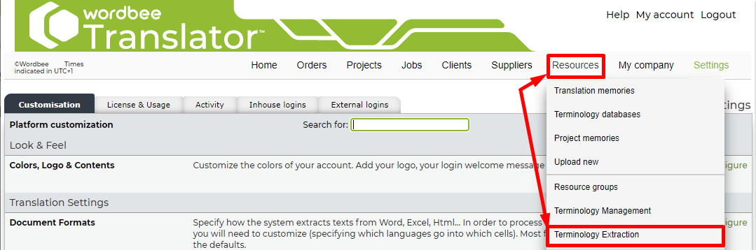 Getting started with the Terminology Extraction module