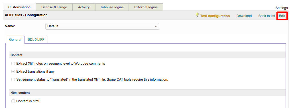 Modify file format configurations