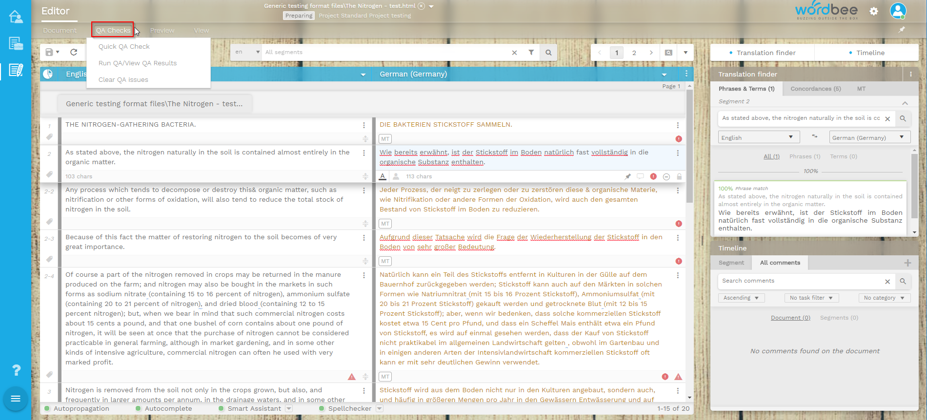 Run a QA in the Issue Resolver