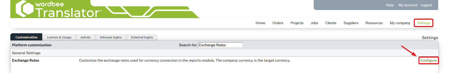 Wordbee Exchange Rates Settings.png
