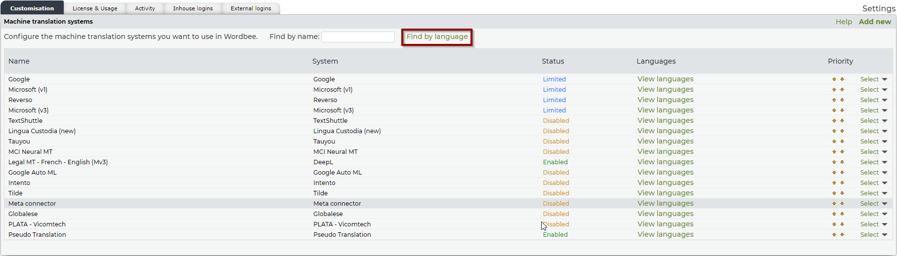 Find MT Profiles by language.png